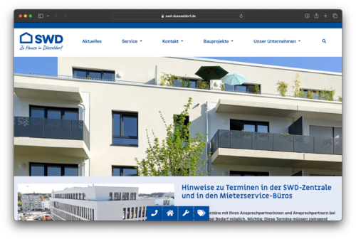 Webseite von der SWD Düsseldorf